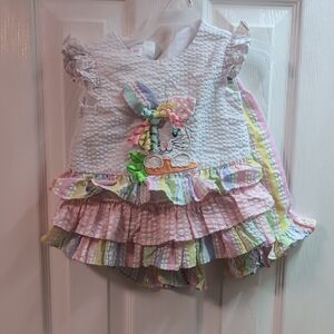 Bonnie Baby White Dress with Pink Accents